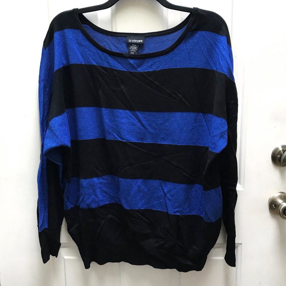 Lane Bryant blue and black striped sweater 18/20